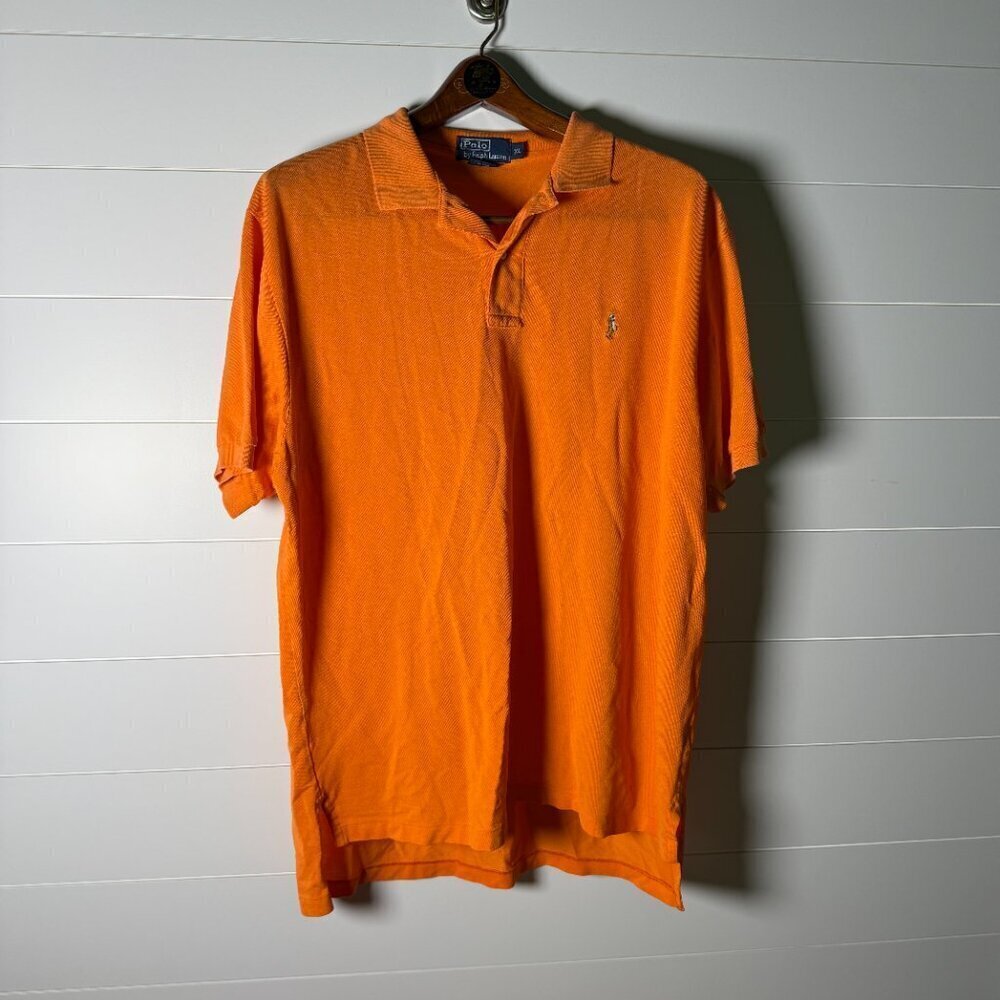 Polo by Ralph Lauren Short Sleeve Polo Shirt Flesh Colored Pony Sz XL Orange